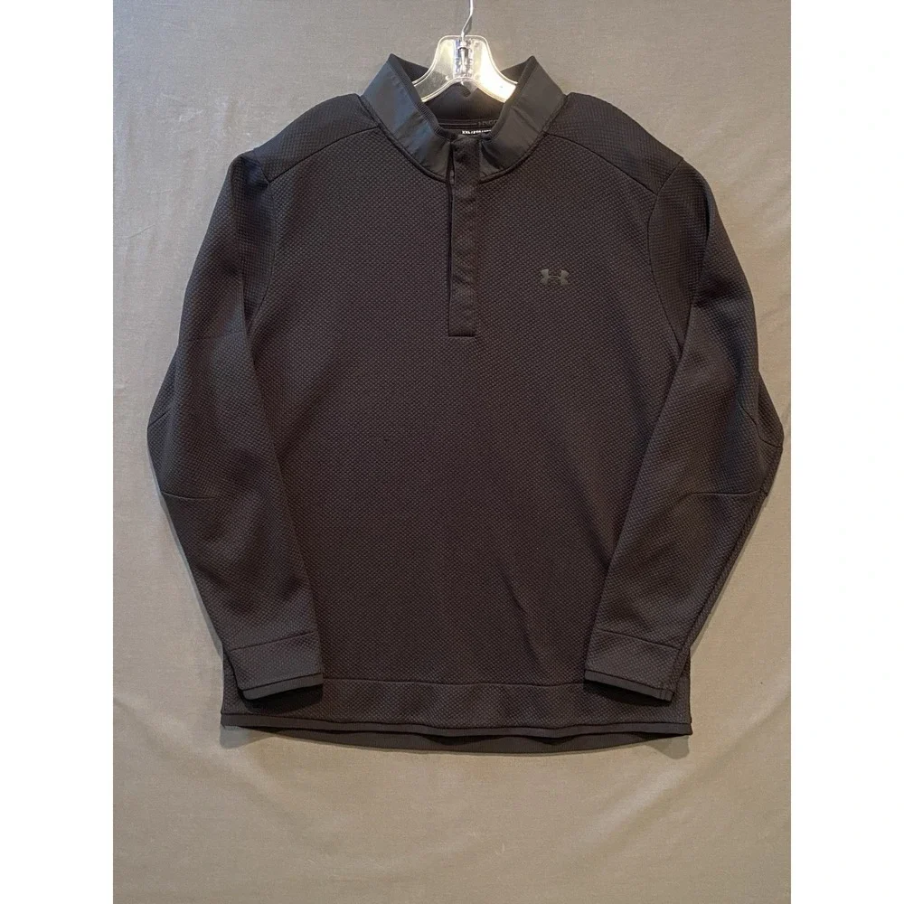 Under Armour 1/4 Snap Shirt Men's 2XL Black Henley Pullover UA Golf Mock Neck